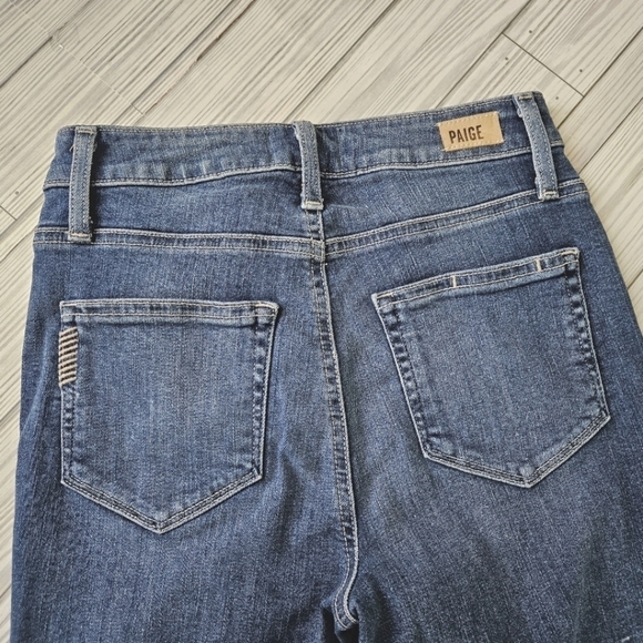 PAIGE Denim Hoxton Straight Cropped Ankle Jeans in Distressed Norfolk Blue Sz 25 - Picture 12 of 16